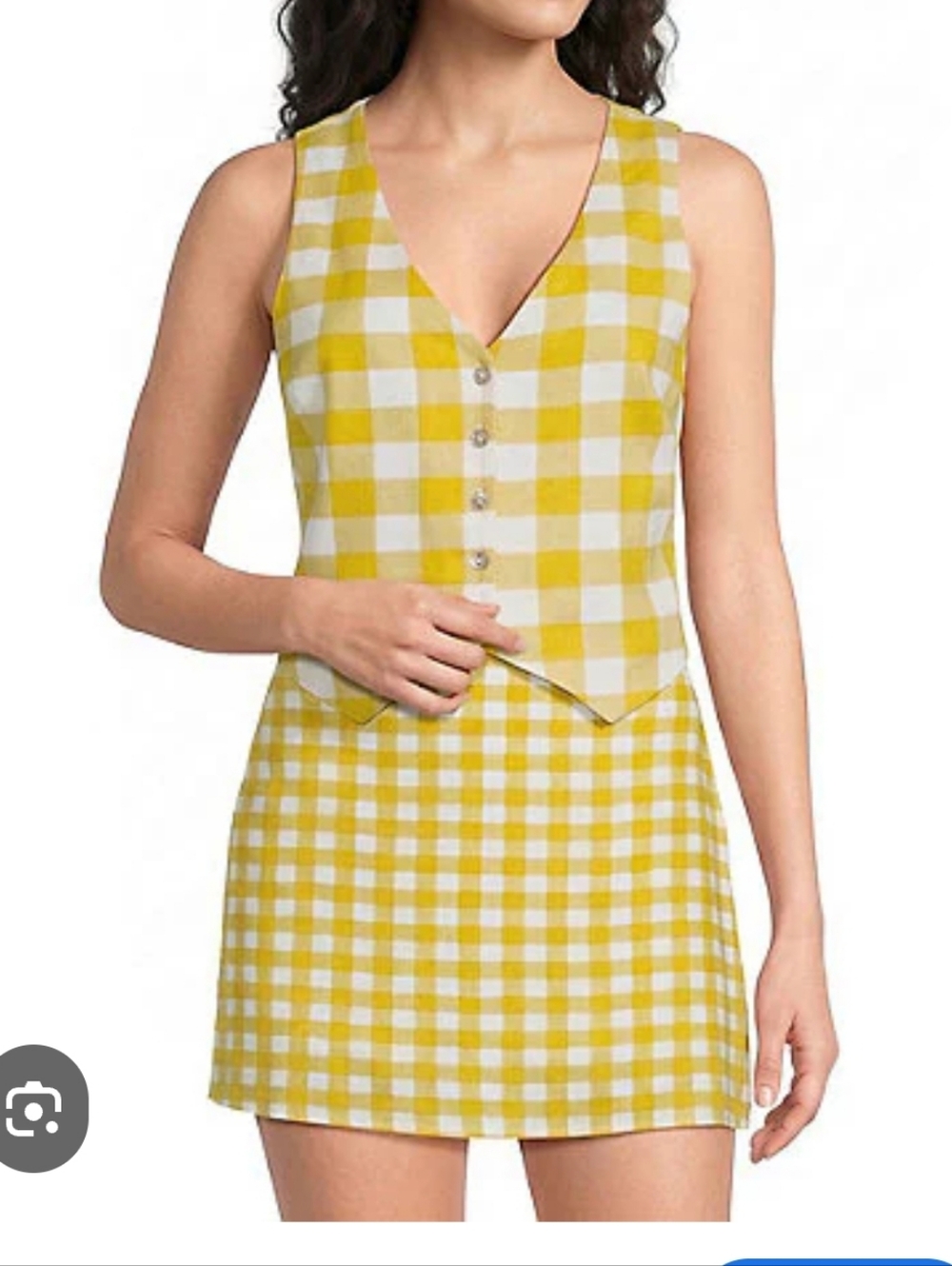 Women's Sugarlips Kayri Cropped Gingham Vest W/Matching Skirt, Size Small, NWT